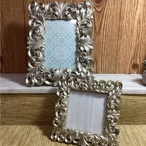 AZZURE Silver Ornate Photo Frame Set Holds a 4x6 & 3.5x3.5